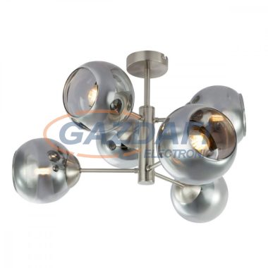 GLOBO 15310-6D SANZA Mennyezeti lámpa, 25W, 6x E14, nikkel matt, föstös hatású üveg