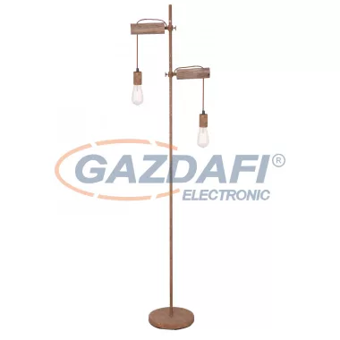 GLOBO 15327-2SN JAKOB Állólámpa fém rozsdabarna, natúr fával. HxSZxM400x250x1680, exkl. 2xE27 40W 230V