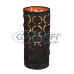   GLOBO 15329T HARALD Asztali lámpa fekete-arany textil búrával. Ø:110, H:250, exkl. 1xE14 40W 230V