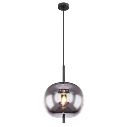   GLOBO 15345H1 BLACKY Függeszték fekete fém, füstszínű üveg búrával. Ø:300, H:1200, exkl. 1xE27 60W 230V