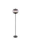 GLOBO 15345S BLACKY Állólámpa fekete fém, füstszínű üveg búrával. Ø:300, H:1600, exkl. 1xE27 60W 230V