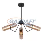   GLOBO 15353-3D GIJON Mennyezeti lámpa, metál fekete fém, borostyán színű üvegbúrával. Ø:641, H:560, exkl. 3xE14 40W 230