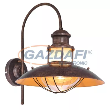 GLOBO 15355W BADALONA Falikar fém barna, átlátszó üveg búrával. BxH:350x452, AL:452, exkl. 1xE27 60W 230V