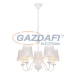   GLOBO 15372-5H SABADELL Csillár fém fehér váz, fém fehér ernyőkkel, virágos mintázattal. Ø:585, H:1420, exkl. 5xE14 40W 230V
