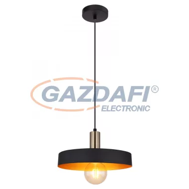 GLOBO 15375H1 SWINNI Függeszték fém fekete vázon, fém fekete-arany búrával. Ø:300, H:1200, exkl. 1xE27 40W 230V