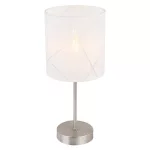   GLOBO 15430T NEMMO Asztali lámpa matt króm váz, fehér textil búra, akril átlátszó vezetékkel szerelve. Ø:150, H:350, exkl. 1xE14 25W 230V