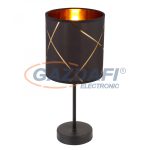   GLOBO 15431T BEMMO Asztali lámpa fém fekete alaplap, fekete-arany szövet búra bemetszésekkel dekorálva. A kábel fekete színű textil. Ø:150, H:350, exkl. 1xE14 25W 230V
