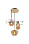 GLOBO 15435H3 COBY I Függeszték réz, borostyán színű üveggel, textil kábellel szerelve. Ø:530, H:1200, exkl. 3xE27 60W 230V