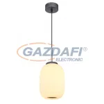   GLOBO 15437H1 BOOMER Függeszték fém grafit szürke talp, opál fehér búrával kombinálva. Kábel anyaga textil. Ø:200, H:1200, inkl. 1xLED 21W 230V, 1090lm, 3000K