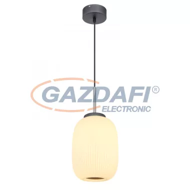 GLOBO 15437H1 BOOMER Függeszték fém grafit szürke talp, opál fehér búrával kombinálva. Kábel anyaga textil. Ø:200, H:1200, inkl. 1xLED 21W 230V, 1090lm, 3000K