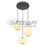   GLOBO 15437H3 BOOMER Függeszték fém grafit szürke talp, opál fehér búrával kombinálva. Kábel anyaga textil. H:1200, inkl. 1xLED 45W 230V, 2700lm, 3000K