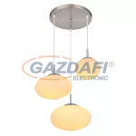   GLOBO 15445-3H ANDREW Függeszték matt króm fém talp, opál üveg búra 3 méretben. DM 17,5cm, DM 25cm, DM 30cm, Ø:500, H:1500, exkl. 2xE27 60W 230V, 1xE27 ILLU 60W 230V