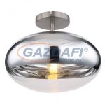   GLOBO 15445DC ANDREW Mennyezeti lámpa matt króm fém mennyezetrózsával, üveg búrával, melyen króm dekor található. H:330, exkl. 1xE27 60W 230V