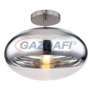 GLOBO 15445DC ANDREW Mennyezeti lámpa matt króm fém mennyezetrózsával, üveg búrával, melyen króm dekor található. H:330, exkl. 1xE27 60W 230V