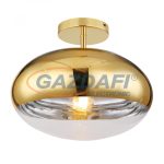   GLOBO 15445DG ANDREW Mennyezeti lámpa arany fém mennyezetrózsával, üveg búrával, felül arany dekorral. Ø:400, H:330, exkl. 1xE27 60W 230V