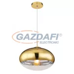   GLOBO 15445HG ANDREW Függeszték arany mennyezetrózsával, üveg búrával, arany dekorral. Ø:400, H:1200, exkl. 1xE27 60W 230V