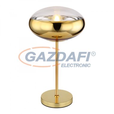 GLOBO 15445TG ANDREW Asztali lámpa arany fém talppal és üveg arany dekoros búrával. Ø:300, H:530, exkl. 1xE27 60W 230V