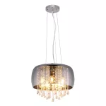   GLOBO 15809H KALLA Függeszték füstszínű üveg búrával, benne üveg-kristály függő díszekkel. Ø:400, exkl. 5xE14 40W 230V