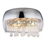   GLOBO 15837W KALLA Falikar króm talp, átlátszó üveg búra, króm csíkkal, üveg-kristály dekorációval. SZxM::280x175, AL:145, exkl. 2xG9 28W 230V