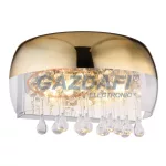   GLOBO 15838W KALLA Falikar sárgaréz talp, átlátszó üveg búra arany csíkkal díszítve, benne üveg-kristály dekorációval.