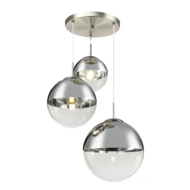 GLOBO 15851-3 VARUS Függeszték , 40W , 3x E27 , nikkel matt , króm , üveg