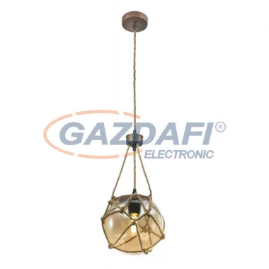 GLOBO 15859H TIKO Függeszték , 40W , E27 , rozsda hatású / üveg / textil