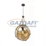   GLOBO 15859H2 TIKO Függeszték , 60W , E27 , rozsda hatású / üveg / textil