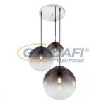   GLOBO 15861-3 VARUS Függeszték , 40W , 3x E27 , nikkel matt , füstös hatású üveg