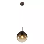   GLOBO 15865 VARUS Függeszték fém barna mennyezetrózsa borostyán színű üveg búrával szerelve. Ø:200, H:1200, exkl. 1xE27 40W 230V