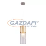   GLOBO 15908-1G WEMMO Függeszték nikkel matt, arany színben, átlátszó üveg búrával. Ø:110, H:1200, exkl. 1xE27 60W 230V
