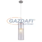   GLOBO 15908-1S WEMMO Függeszték nikkel matt, ezüst színben, átlátszó üveg búrával. Ø:110, H:1200, exkl. 1xE27 60W 230V