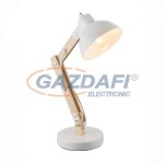   GLOBO 21502 Tongariro Asztali lámpa, 40W, E27, fémfehér, fa, textilkábel