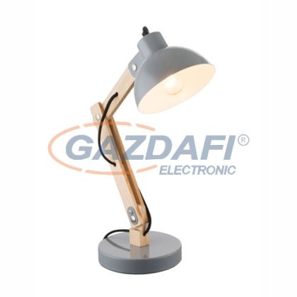   GLOBO 21503 TONGARIRO Asztali lámpa, 40W, E27, fémszürke, fa, textilkábel