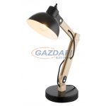   GLOBO 21504 TONGARIRO Asztali lámpa, 40W, E27, fém fekete, fa, textil kábel