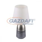   GLOBO 24135W EUGEN Asztali lámpa, 40W, E14, fém, szálcsiszolt, nikkel matt, textil, fehér, ezüst