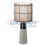   GLOBO 24139 PANTANI Asztali lámpa fekete fém és szürke beton talppal, szürke bambusz ernyővel, mely fehér textillel van bélelve. Ø:150, H:340, exkl. 1xE14 40W 230V