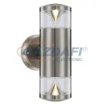   GLOBO 32029 CARME Kültéri fali lámpa, LED 5W, 2x GU10, 3000 K, 2x 340 Lm, rozsdamentes acél, PC-átlátszó