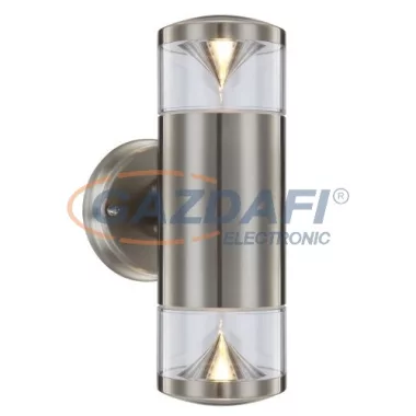 GLOBO 32029 CARME Kültéri fali lámpa, LED 5W, 2x GU10, 3000 K, 2x 340 Lm, rozsdamentes acél, PC-átlátszó