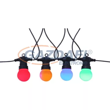GLOBO 34000 NIRVANA kültéri fényfüzér , 10x E27 , 25W , max. 620cm , műanyag , 2 x zöld / 3x piros / 3x sárga / 2x kék