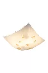 GLOBO 40393-2 TAVEUNI Mennyezeti króm fül/fehér üveg, borostyán dekor, LxBxH:300x300x70, exkl. 2xE27 ILLU 60W 230V