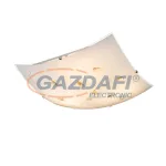   GLOBO 40393-3 TAVEUNI Mennyezeti króm fül/fehér üveg, borostyán dekor, LxBxH:400x400x70, exkl. 3xE27 ILLU 60W 230V