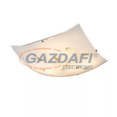 GLOBO 40393-3 TAVEUNI Mennyezeti króm fül/fehér üveg, borostyán dekor, LxBxH:400x400x70, exkl. 3xE27 ILLU 60W 230V