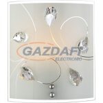   GLOBO 40414-1W ALIVIA Fali lámpa, 60W, E27, króm, fém fehér, K5 kristályok, üveg