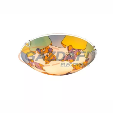 GLOBO 40606 Kiddy Mennyezeti lámpa, E27, ILLU, 60W, króm, fém fehér, üveg