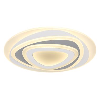 GLOBO 48012-46 SABATINO Mennyezeti lámpa fém fehér alaplap, akril opál búrával antracit színű dekorral. Memória, fényerőszabályzó, színhőmérsékletváltó funkciókkal. Ø:500, H:60, inkl. 1xLED 46W 230V, 320- 3200lm, CCT 3.000-6.000