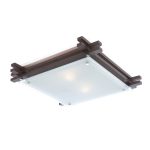   GLOBO 48324-2 EDISON Mennyezeti sötét fa, üveg opál, LxBxH:400x400x85, exkl. 2xE27 ILLU 60W 230V