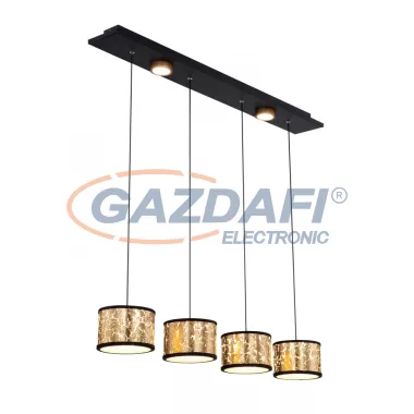 GLOBO 49367-32H POTTI Függeszték fém fekete , üveg búrában akril-kristály dekorral. Fekete-arany fóliával díszítve. HxSZxM:750x120x1200, inkl. 1xLED 32W 230V, 1850lm, 4000K