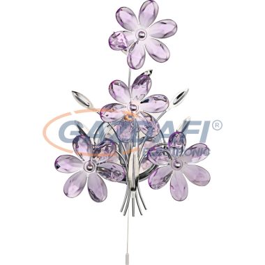 GLOBO 5147 PURPLE Falikar króm,akril lila virág ,LxBxH:235x130x330, AL:255, exkl. 1xE14 40W 230V