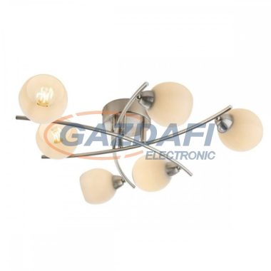 GLOBO 54002-6 ROBIN Mennyezeti lámpa, 40W, E14, nikkel matt, üveg