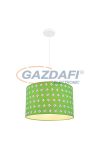 GLOBO 54009H LEMMI Függeszték fém fehér, zöld foci mintás műanyg bűrával. Ø:350, exkl. 1xE27 60W 230V